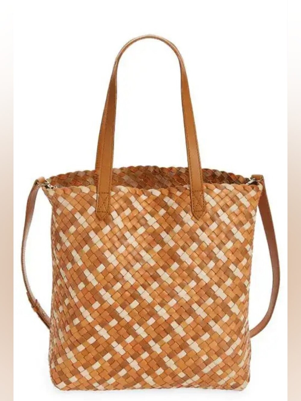 The Medium Transport Tote: Woven Leather Edition For Fall With Crossbody Strap